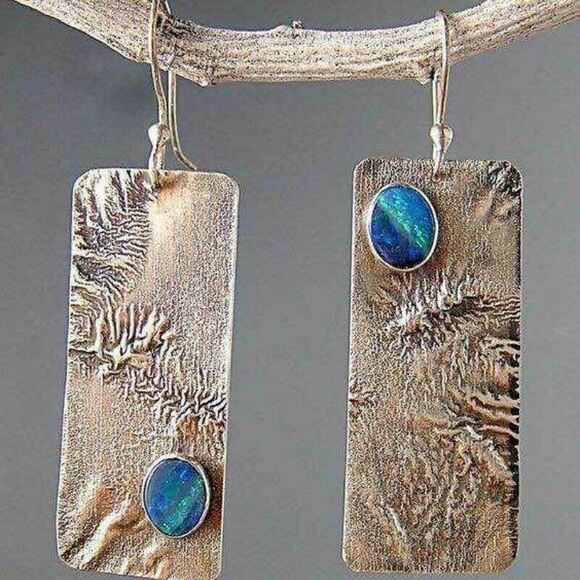 Sterling Silver 925 Earrings with Turquoise Cabochon E149 - Picture 1 of 2